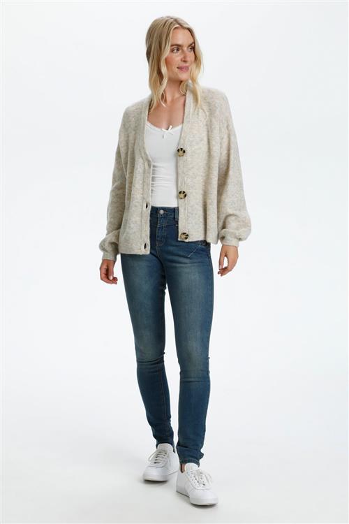 Se Cream Crmerle OZ Knit Cardigan Kvinde Oat Melange Cardigans Str XXL - hos Magasin ved Magasin