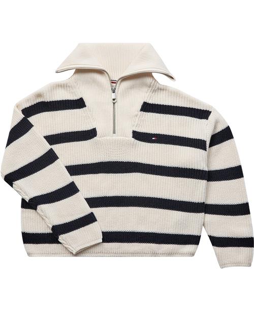 Tommy Hilfiger Stripe Half ZIP Sweater Str 6 år / 116 cm - Blue Stripe Strik hos Magasin