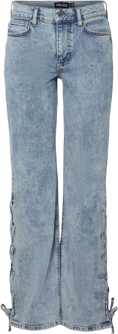 Pieces Pcfenda MW Straight Denim Jeans D2D Kvinde Blå Jeans Str S Denim - hos Magasin