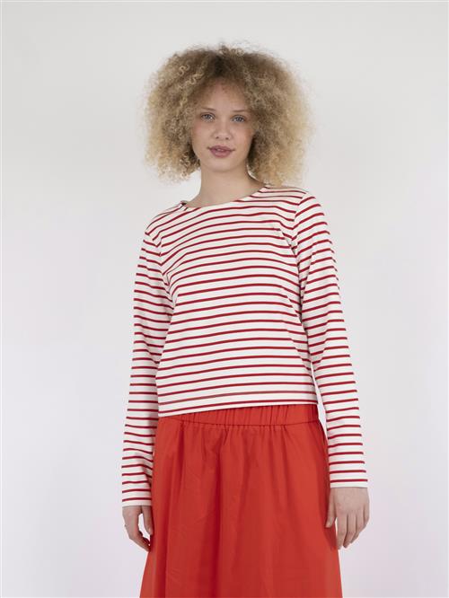 Neo Noir Claudio Stripe Blouse Kvinde Red Langærmede T-shirts Str 42 - hos Magasin