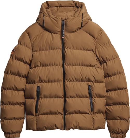 Superdry Hooded Sports Puffer Jacket Mand Denim Co Tobacco Brown Overgangsjakker Str XL - hos Magasin