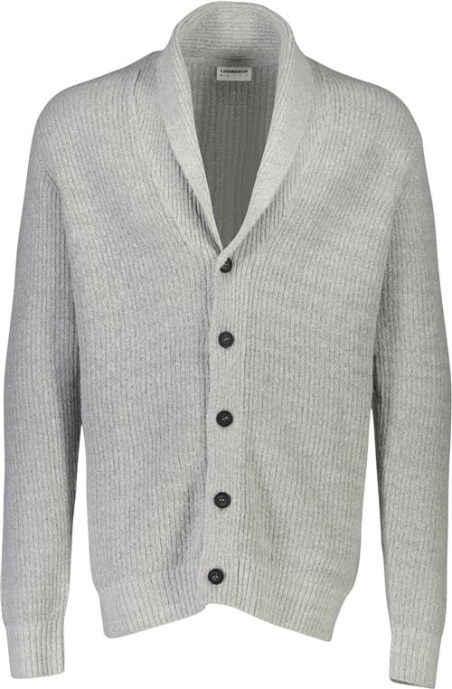 Lindbergh Shawl Collar Knit Cardigan Mand Grå Cardigans Relaxed Fit Str L - Bomuld hos Magasin