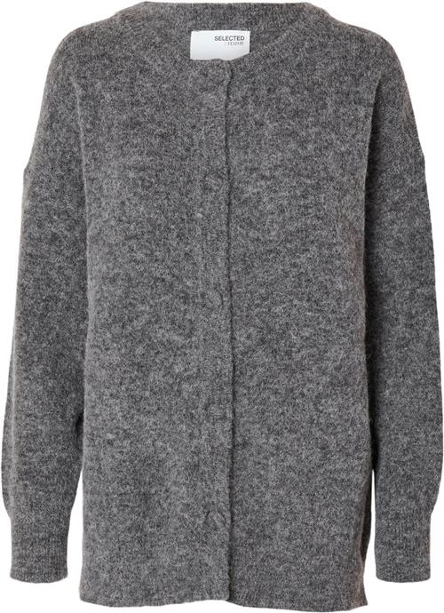 Selected Femme Slfsia RAS LS Knit Long Cardigan NO Kvinde Grå Sweaters Loose Fit Str S - hos Magasin