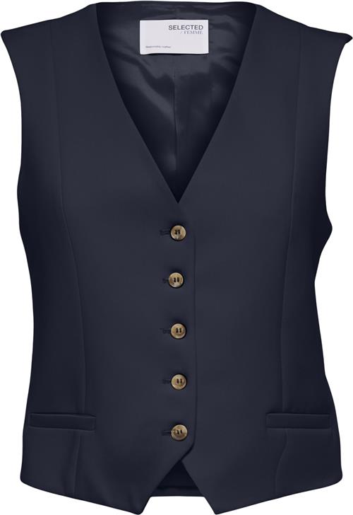 Se Selected Femme Slfrita Vest EX Dark SAP MEL Kvinde Dark Sapphire/melange Veste Str 40 - hos Magasin ved Magasin