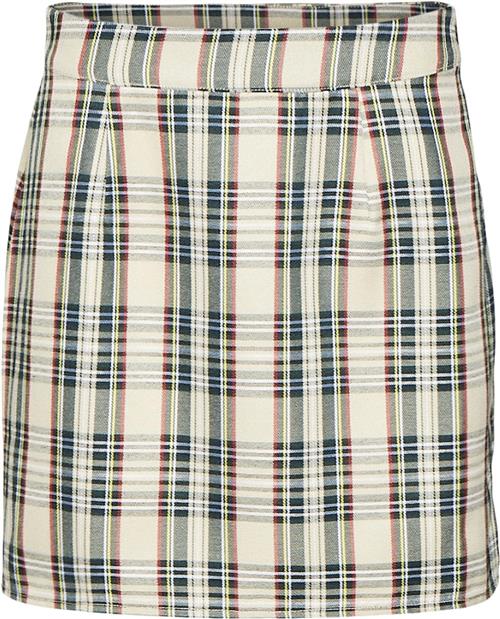 Something New Sncourteney HW Slit Mini Skirt NS Kvinde Oatmeal/checks Korte Nederdele Str XS - hos Magasin