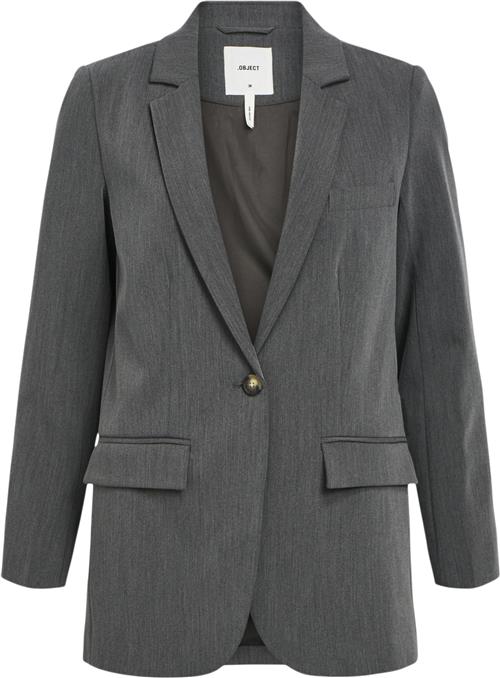 Se Object Objsigrid L/S Blazer Noos Kvinde Medium Grey Melange Blazere Str 42 - hos Magasin ved Magasin