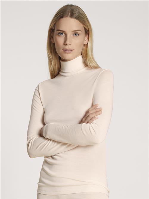 Calida Damen Top Langarm Kvinde Light Ivory Rullekraver Str S - Silke hos Magasin