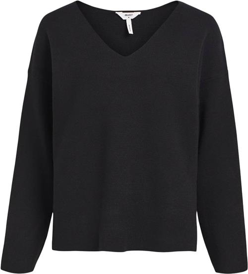 Object Objreynard Vneck Pullover Noos Kvinde Black Toppe Regular Fit Str L - hos Magasin