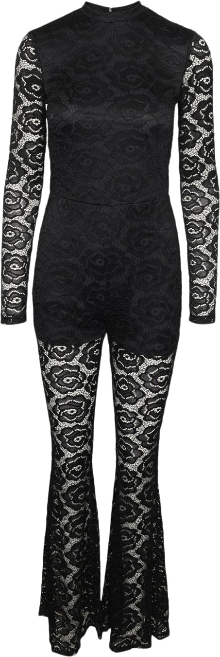 Something New Snalice LS Lace Jumpsuit DSQ Kvinde Black Buksedragter Str S - hos Magasin