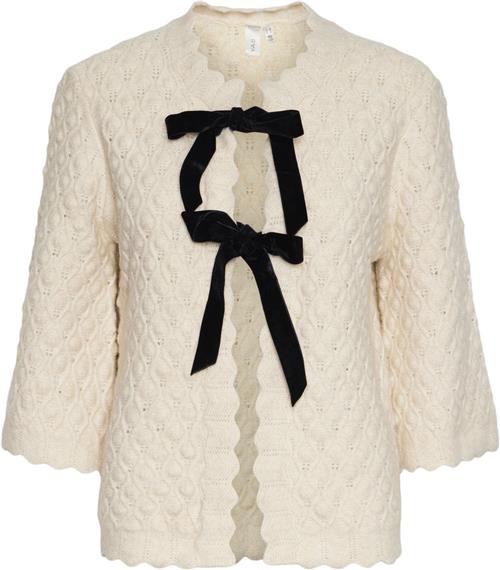 YAS Yasegsa 3/4 Knit Cardigan S. Kvinde Birch/black Ties Cardigans Str XL - hos Magasin