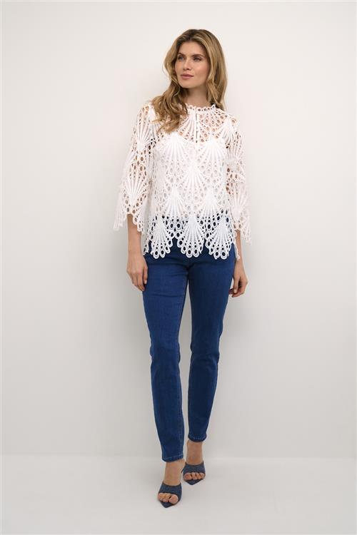 Cream Crlhilla Lace Blouse Kvinde Snow White Langærmede Bluser Str 36 - hos Magasin