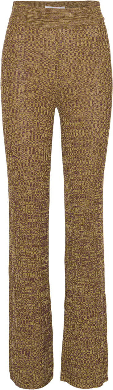 Se REMAIN Ribbed Staight Pants Kvinde Old Gold Comb. Bukser Med Brede Ben Str 34 - hos Magasin ved Magasin