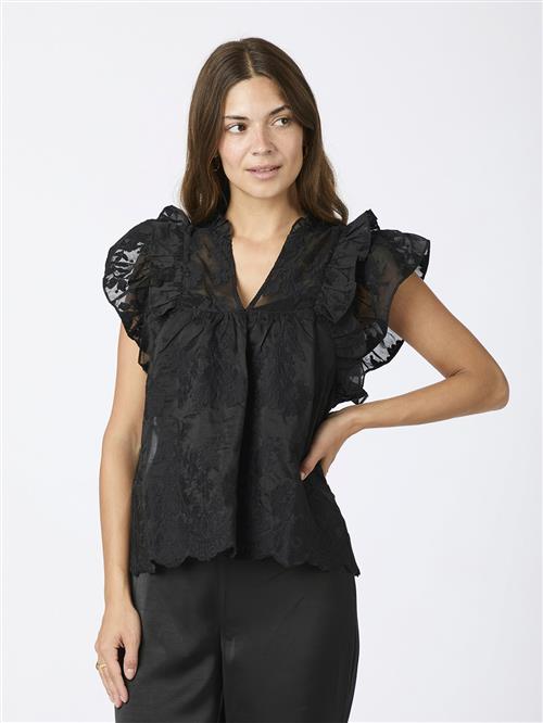 Neo Noir Jayla Big Embroidery Top Kvinde Black Toppe Str 38 - hos Magasin