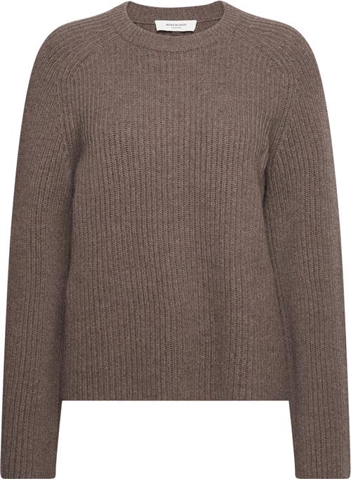 Se Rosemunde Fisherman rib Pullover Kvinde Brown Grey Mel Sweaters Str S - Uld hos Magasin ved Magasin