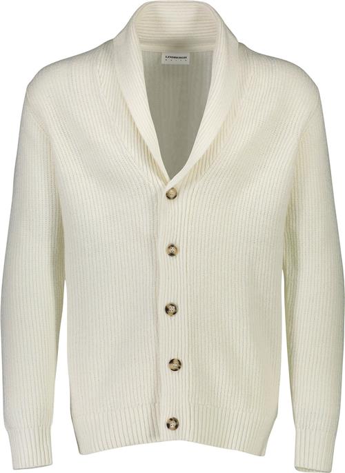 Lindbergh Shawl Collar Knit Cardigan Mand Hvid Cardigans Relaxed Fit Str L - Bomuld hos Magasin