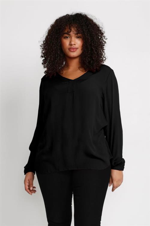 Se Kaffe Curve Kcami LS Blouse Kvinde Sort Langærmede Bluser Str 46 - hos Magasin ved Magasin