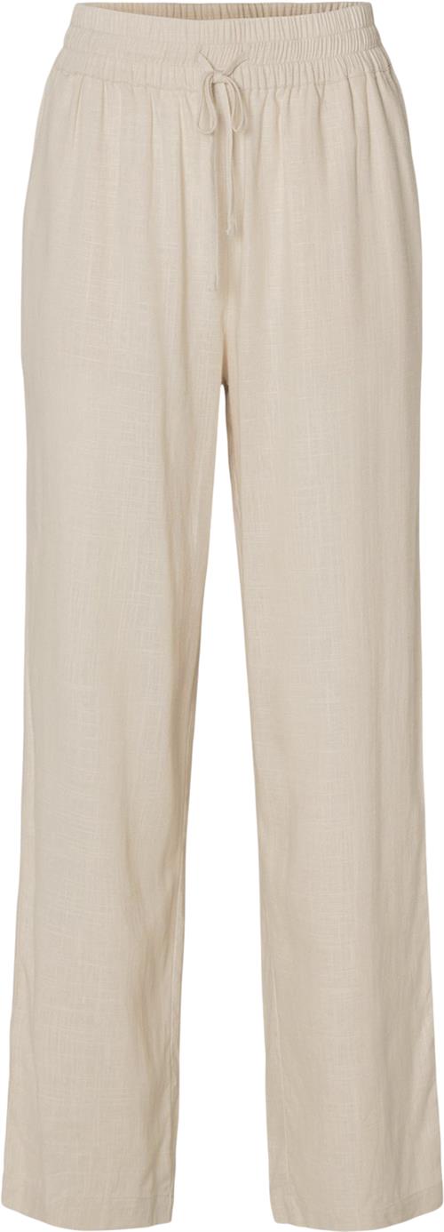 Se Selected Femme Slfvivagulia MW Long Linen Pant NO Kvinde Sandshell Hørbukser Str 34 - hos Magasin ved Magasin