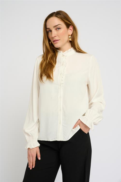 Cream Crvenea Shirt Kvinde Snow White Langærmede Skjorter Str 46 - hos Magasin