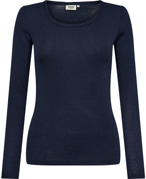 Se Magasin du Nord Collection Magasin Celia 3 100% RWS Merino Wool Kvinde Navy Langærmede Tshirts Str L Merino ved Magasin