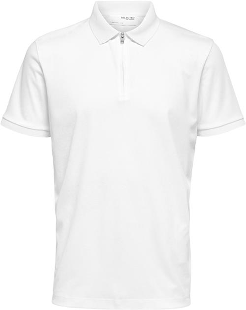 Selected Homme Slhfave ZIP SS Polo Noos Mand Blå Kortærmede Poloer Str XL - hos Magasin