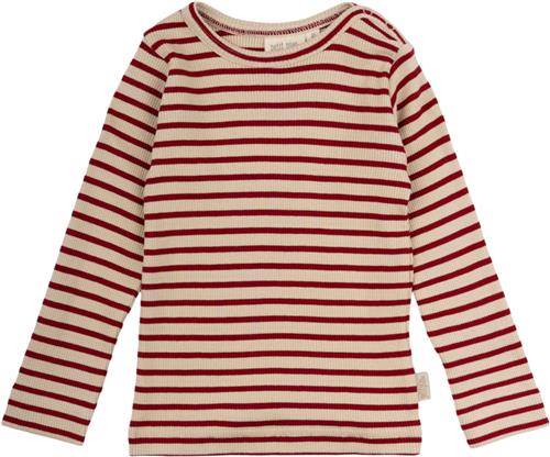 PETIT PIAO Tshirt L/S Modal Striped Str 110 cm - Chili Pepper/dark Langærmede T-shirts Bomuld hos Magasin