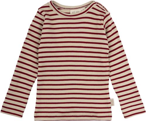 PETIT PIAO Tshirt L/S Modal Striped Str 122 cm - Chili Pepper/dark Langærmede T-shirts Bomuld hos Magasin