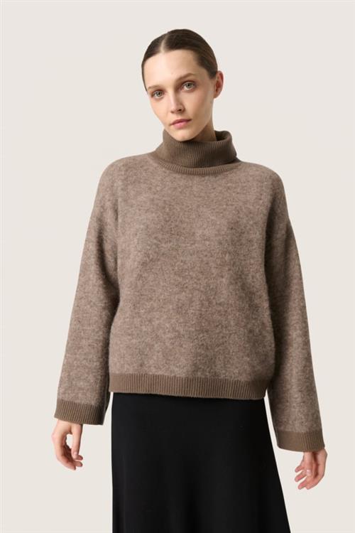 Soaked in Luxury Sljessie Pullover Studio Kvinde Morel Melange Sweaters Loose Fit Str XS - hos Magasin