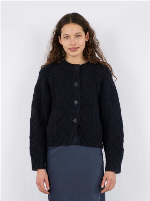 Neo Noir Selda Cable Soft Knit Cardigan Kvinde Black Cardigans Str 42 - hos Magasin