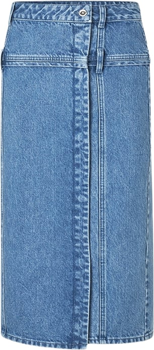 Stine Goya Button Slit Detail Midi Skirt, 2251 Denim Kvinde Denim Blue Midi Nederdele Str S Denim - hos Magasin