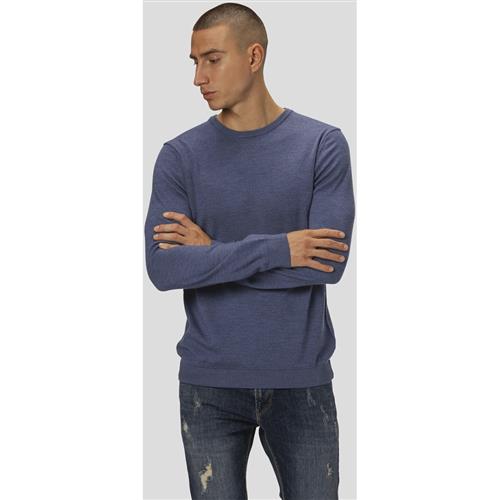 Se Clean Cut Copenhagen Merino Wool Crew Mand Blue Melangé Sweaters Str XXXL Merino - hos Magasin ved Magasin