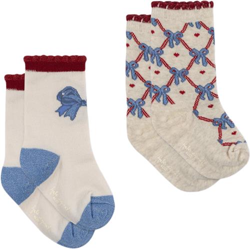 Se Konges Sløjd 2 Pack Jaquard BOW Socks Str 19-21 - S45014 Strømper Bomuld hos Magasin ved Magasin