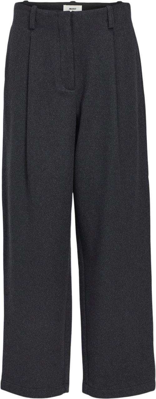 Object Objmeghan Barrel LEG HW Pants 135 Kvinde Dark Grey Melange Bukser Str 38 - hos Magasin