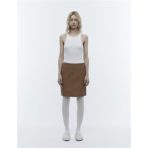 2NDDAY 2ND Ceciliana Classic Leather Kvinde Tobacco Brown Midi Nederdele Str 40 - Læder hos Magasin