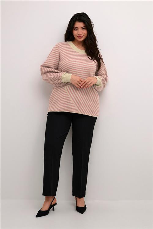 Kaffe Curve Kcverina Knit Pullover Kvinde Feather Gray Mel. / Rosa Sweaters Str S - hos Magasin