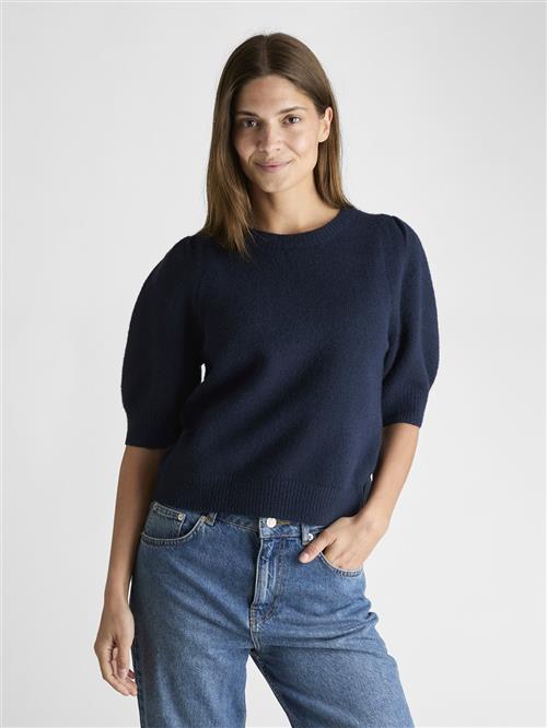 Neo Noir Martha Bow Knit Tee Kvinde Navy Kortærmet Strik Str 42 - hos Magasin