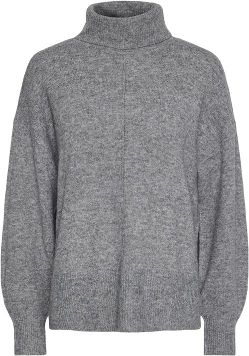 Se Pieces Pcmalou LS Rollneck Knit Noos BC Kvinde Medium Grey Melange/melange Rullekraver Str S - hos Magasin ved Magasin