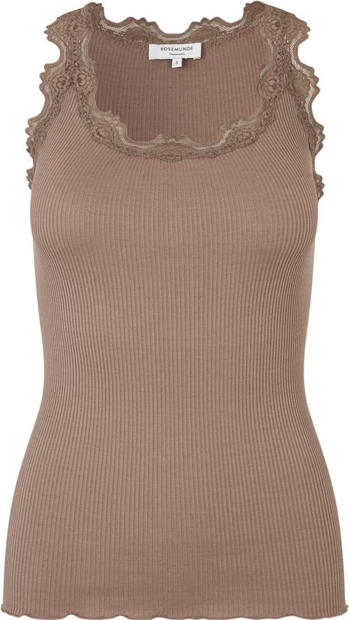 Rosemunde Silk top Regular W/vintage Lace Kvinde Sand Toppe Str XL - hos Magasin