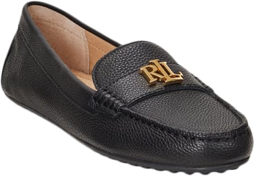 Se Lauren Ralph Lauren Luxe Pebble Leatherbarnsbury-fl-cs Kvinde Sort Loafers Str 37 - hos Magasin ved Magasin