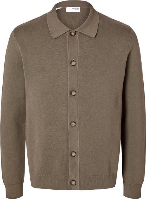 Se Selected Homme Slhmattis LS Knit Polo Cardigan Mand Morel Cardigans Str XL - hos Magasin ved Magasin