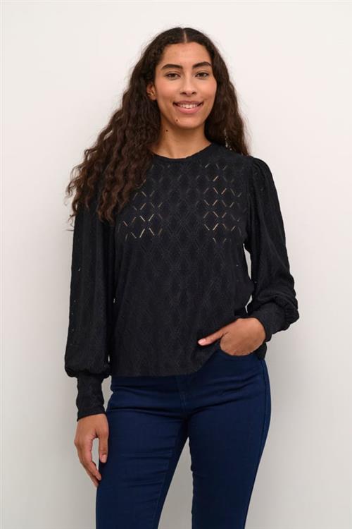 Se Kaffe Katine Lace Blouse Kvinde Black Deep Langærmede Bluser Str S - hos Magasin ved Magasin