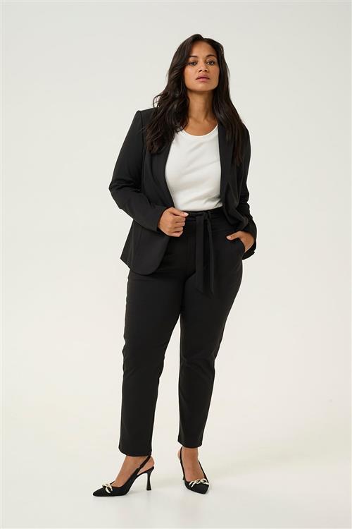 Kaffe Curve Kcjenna Belt Pant Kvinde Black Deep Bukser Med Lige Ben Str S - hos Magasin