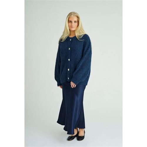 A-VIEW Patrisia Solid Knit Cardigan Kvinde Navy Langærmede Bluser Str S - hos Magasin