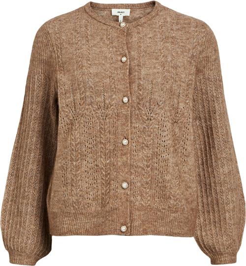 Object Objophelia L/S Knit Cardigan 122 Kvinde Fossil Cardigans Str S - hos Magasin