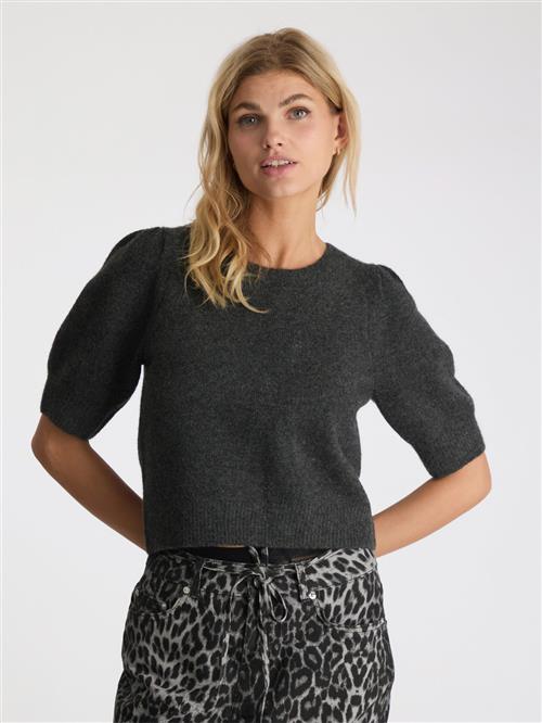 Neo Noir Martha Bow Knit Tee Kvinde Antracit Kortærmet Strik Str 44 - hos Magasin