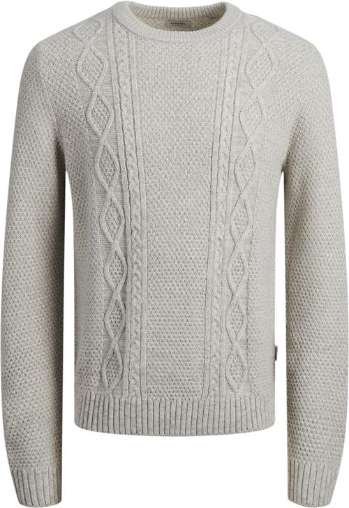 Se JJ-REBEL Jrebjosh Knit Crew Neck Mand White Melange Sweaters Regular Fit Str M - hos Magasin ved Magasin