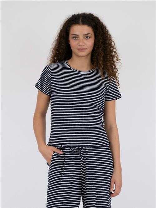 Se Neo Noir Lonnie Stripe Tee Kvinde Dark Navy Toppe Str 42 - hos Magasin ved Magasin