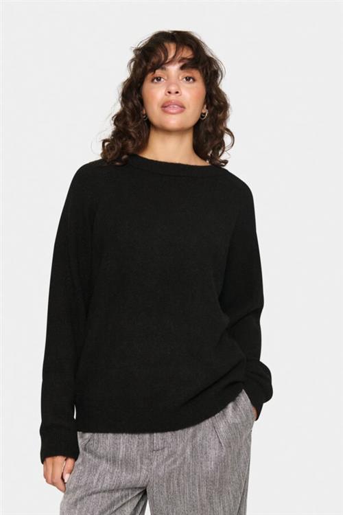 Saint Tropez Garbiesz Pullover Kvinde Black Sweaters Loose Fit Str L - hos Magasin