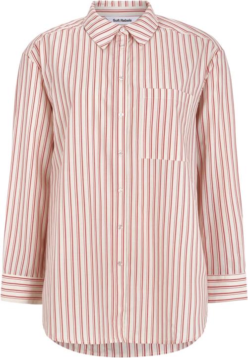 Se Soft Rebels Srveronica Striped Shirt Kvinde Arctic Wolf / Racing Red Stripes Langærmede Skjorter Str M - hos Magasin ved Magasin