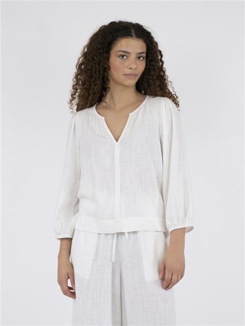 Neo Noir Sarla Soft Linen Blouse Kvinde White Langærmede Bluser Str 34 - hos Magasin