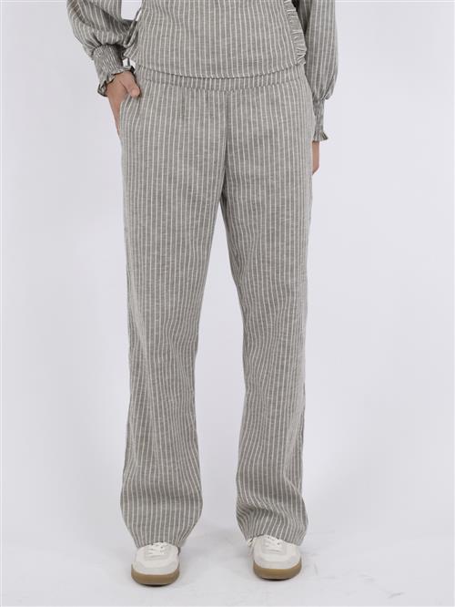 Neo Noir Astra Soft Stripe Pants Kvinde Smoke Green Bukser Med Lige Ben Str 44 - hos Magasin